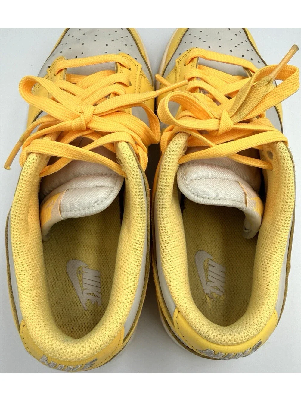 Nike Dunk Low White Grey Yellow Womens Size 10.5 Sneakers Shoes DD1503-002